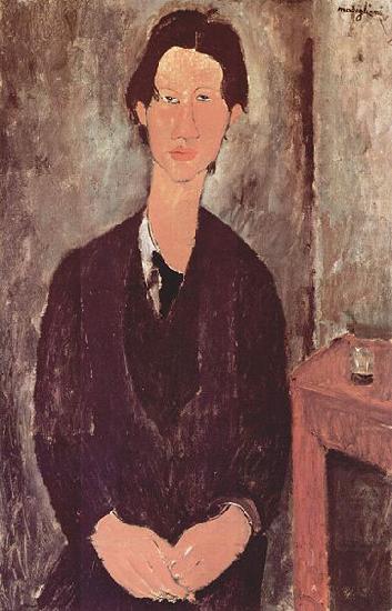 Portrat des Chaiim Soutine, an einem Tisch sitzend, Amedeo Modigliani